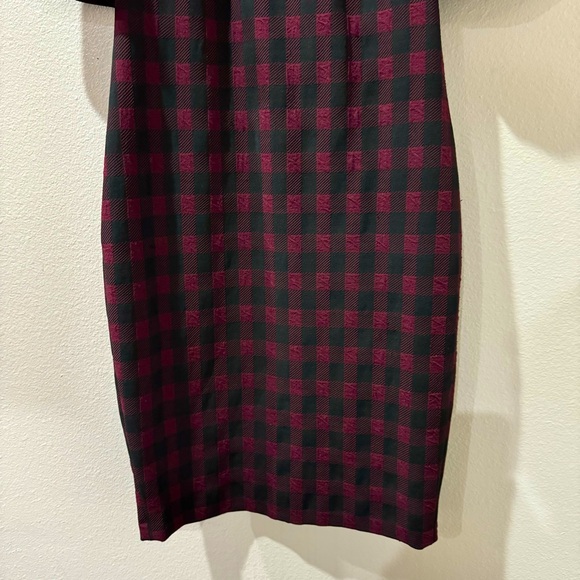 🎉Calvin Klein Checkered Sheath Dress with Puff Sleeves & Round Neckline Sz 10 - Picture 9 of 12